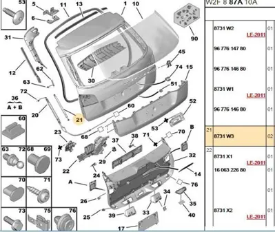 PSA 8731.W3 Bagaj Kapak Amortisörü 8731W3 8731.W3