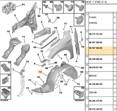 PSA 9676736980 Sol Ön Çamurluk Davlunbaz 9676736980