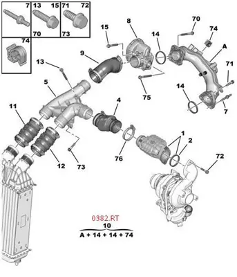 PSA 0382.RT Turbo Hava Hortumu AV6Q 9S331 AC 0382.RT 0382.RT