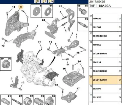 PSA 9809162280 Motor Kulagı Sağ 9800895680 9809162280 MH13139