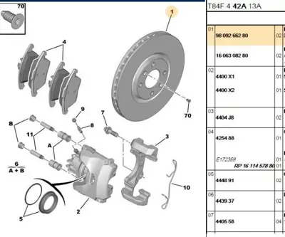 PSA 9809266280 Ön Fren Diski 9809266280 1606308280 1618859580 4246C0 424933 424985 9687602180 4246P5 4249J7 266280