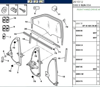 PSA 9221.CW Kriko Kapı Ön Cam Sol 9221CW 9221GX 9221EE