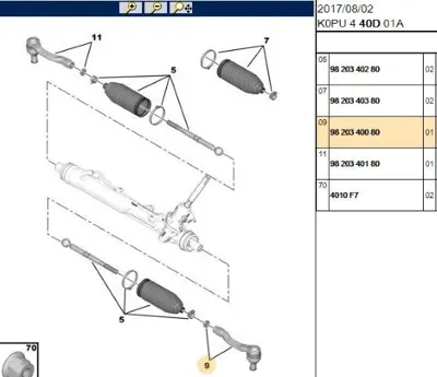 PSA 9820340080 Rot Bası Sol 9820340080 SU001A7207 1682733780 9820340280