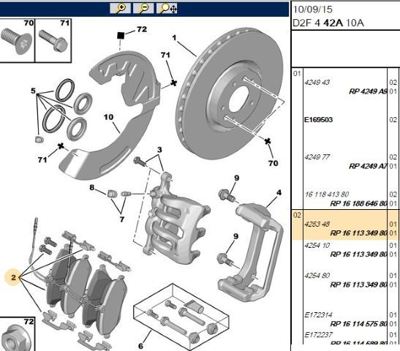 PSA 1611334980 Fren Balatası Ön E172314 1611334980 4254A0 4254A3 425410 425480 1611458980 1617270180 425294 425411