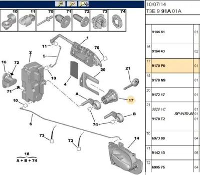 PSA 9170.P0 Kılıt Fısegı (Kodlu) 9170G2 9170N9 9170P0