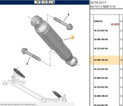 PSA 1609618280 Amortısör Arka Sağ-Sol 1609618280 51819728 1606656580 1606854280 1609618480 1609618580