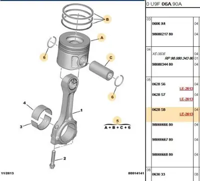 PSA 0628.S8 Pıston Sekman 0628.S8