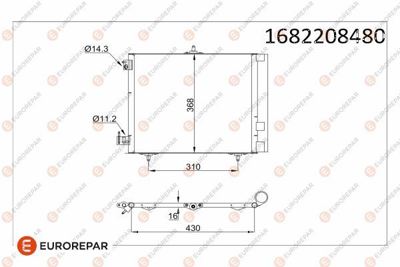 EUROREPAR 1682208480 Klima Radyator 6455C2 6455CZ 6455EL 6455ET 6455HA 6455HH 6455JF 96530359 6455AL 96357594