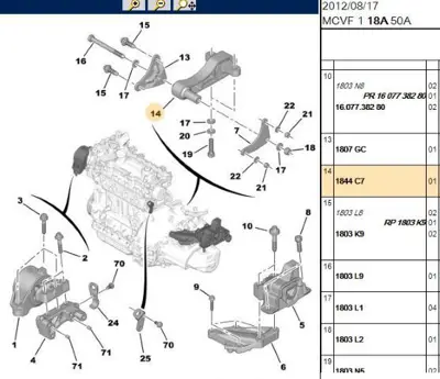 PSA 1844.C7 Motor Kulagı 1844C7 1844C6 51805435 1844C4 1844C5