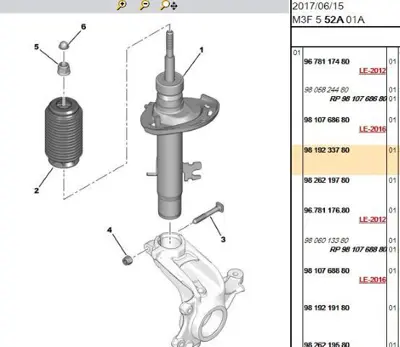 PSA 9819233780 Sol Ön Amortisör 9819219180 9819233780 9810768880 9810768680 9678117480 9678117680 9805824480 9806013380 9678117380 9678117580