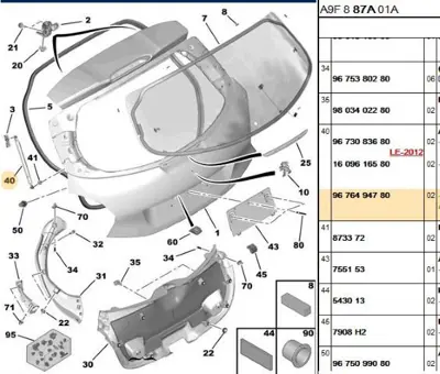 PSA 9676494780 Bagaj Amortisörü 9676494780 1609616580 1609616580 9673083680 9673083680 9676494780