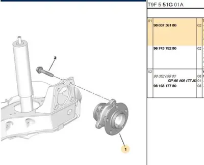 PSA 9803736180 Arka Porya Rulmanı 9671326080 9803736180 9820098380 9816817780 3646254 9805205580 9671326080S1 9803736180S1 9674375280 9805205980