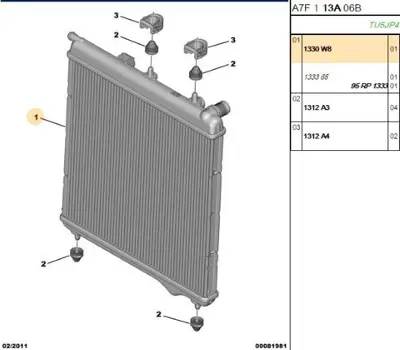 PSA 1330.W8 Su Radyatörü 1330C2 1330W8 1331C0 1331TV 9638520280 133395 1330C0 1330J2 1330N3 1330N6