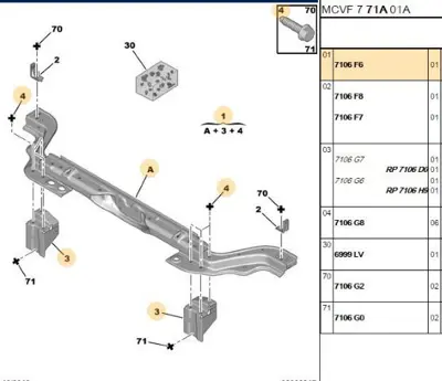 PSA 7106.F6 Ön Panel Traversı 1352684080 7106F6 352684080