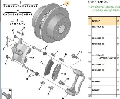 PSA 4249.K7 Fren Dıskı Arka 4249A1 4249K7 424930 424931 1607880480 4246Y7 4249L0 4246Y9 4249G4 422835