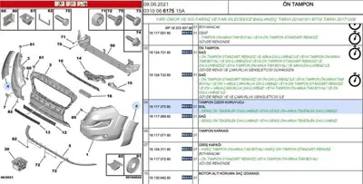 PSA 1611707080 Ön Tampon Bandı : L 1611707080