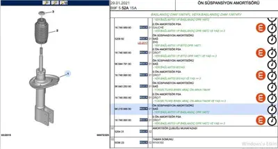 PSA 9821888680 Amortısör Ön Sağ 9821888680 1623342680 5202XV 5202ZT 5202ZW 5202ZY