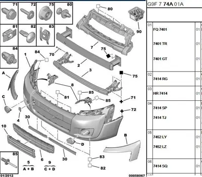 PSA 7401.RH Ön Tampon Orta 7401RH