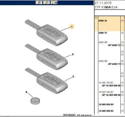 PSA 6490.34 Kumandalı Anahtar (Kodlu) 6490EE 649034 649075 6490CQ 5650301 649007 649008 649010 649012 649013