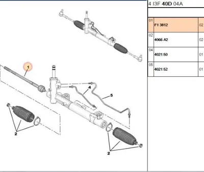 PSA 3812.F1 Rot Kolu 3812F1 400170 1608532180 4000YH 4001YH 1608961280 4000YJ 4001YK 1610492780 400169