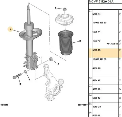 PSA 5208.T5 Amortısör Ön Sağ 5208T5 1609616980 1609617080 1609617180 520849 520850