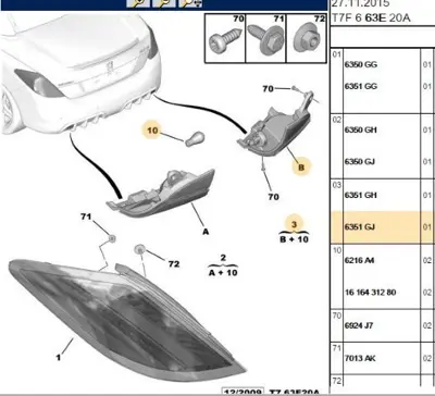 PSA 6351.GJ Sol Alt Geri Vıtes Lambası 6351GJ 9683074680
