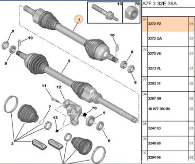 PSA 3272.PZ Sol Aks 3272PZ 3272QA 9661107380