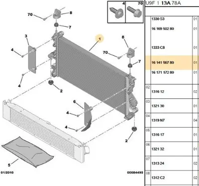 PSA 1614156780 Su Radyatörü 1330Q2 1330Q3 1330S3 1330Z4 1333C6 133300000 1340359080 13425880 1342588080 1342688080
