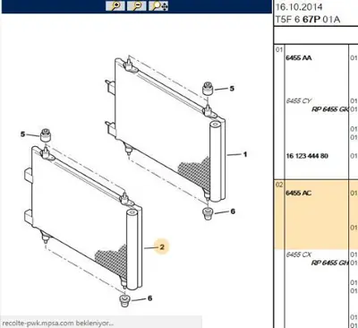 PSA 6455.AC Klima Radyatörü 6453FP 6453FH 6455AC 9638420280 9639916480 96474208 9647420880 9647421180 96474213 9647421380