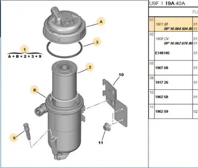 PSA 1606450480 Mazot Fıltre Kutu 1606450480 190189 190198 813035 813042 818032 95599700 96629454 96816473 93193621