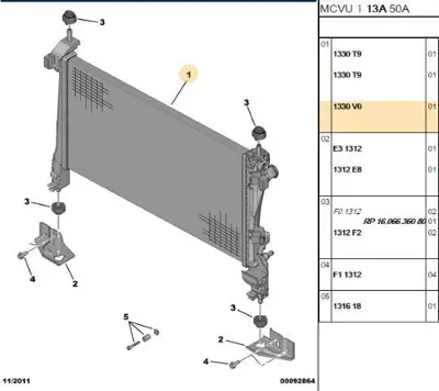 PSA 1330.V0 Su Radyatörü 51780659 51790636 1330T9 1330V0 1330Y1 51790709 1330Y4 51780666
