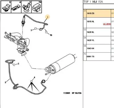 PSA 1618.Z6 Oksıjen Sondu 1618Z6 96359785 96229975 1618E6 1628AA 1628HN 1628KY 16289V 467780 1929XH