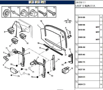 PSA 9221.Q6 Sol Ön Cam Mekanizması 9221Q6