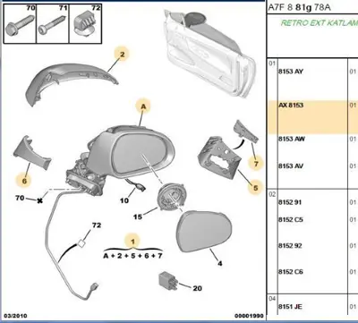 PSA 8153.AX Sol Dış Ayna 8153AX