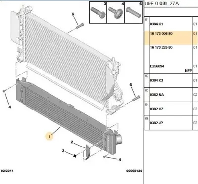 PSA 1617300680 Turbo Radyatörü 1617322580 1382428080 1382429080 1613994080 1613994180 1617300680 EZ520001