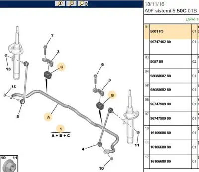 PSA 5081.P3 Vırajdemırı 5081P3 5081P3SK 9674746280 9674746280SK 9674746380 5081P3S
