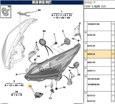 PSA 6224.L8 Xenon Far Beynı 6224L8 6235488 93186542 93186543 6235489 6224F9 13128287 89034934