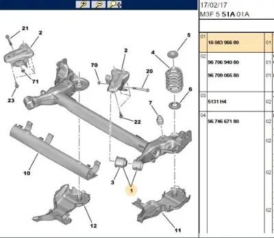 PSA 1608396680 Travers Arka 1608396680 5148T5 5148V2 5148V6 5148L2 1607197280 1607197180 1609309680 1607197380 1609309880