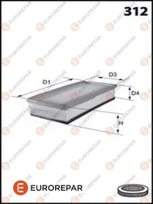 EUROREPAR 1616249080 Hava Filitresi 1444QE 1444R1 1444R3 1444TF 1444H3 1444J4 1444QF 1444QG 1444WK 1444SL