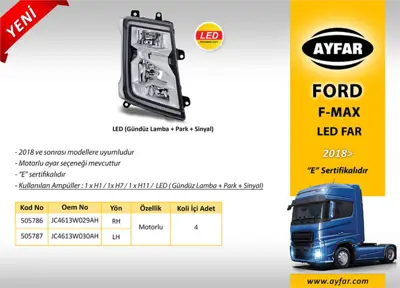 AYFAR AY.505787 Ford F-Max 2018- Led Drl Far Motorlu - Sol JC4613W030AH