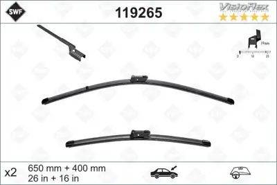 Valeo 119265 Silecek Süpürgesı Ön Takım 642345 642349 6423J8 1272102 1608392780 1608392980 642344 642348 6423A9 1611348480