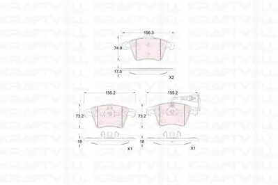 KRAFTVOLL 07010324 On Fren Balatasi (17 Inc) (Kablolu) Transporter T5 03>09 7H0698151A 2104501 8225522 104501 GDB1555 JZW698151Q PBP7573 8225521 2374602 PD3166