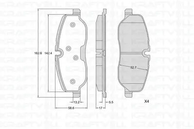 KRAFTVOLL 07010428 Fren Balatasi On Discovery 3 L319 04>09 Discovery 4 L319 09>18 Range Rover 3 L322 02>12 LR019618 572521J 13046027282 2235119 252419118PD SFP500020 500LL01 115800 V480004 252419118