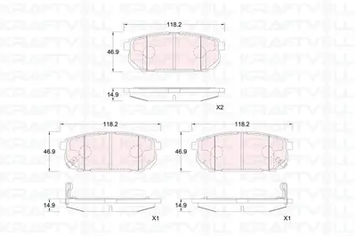 KRAFTVOLL 07010443 Arka Fren Balatasi Kia Sorento 03-10 58302 3EE0058302 3ED0058302 3ED01