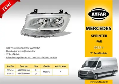 AYFAR 505424 Far Komple Sag Mercedes W907-W910 Sprinter 18- A9109060100