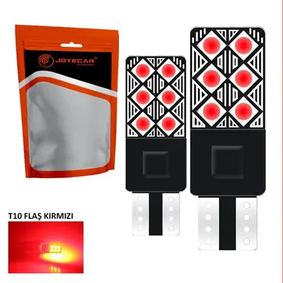 İthal RT10K Joyecar Flaslı T10 Led Far Ampulu | Kırmızı 2 Adet 238001920 267444 890580 99114160031 C4015K X