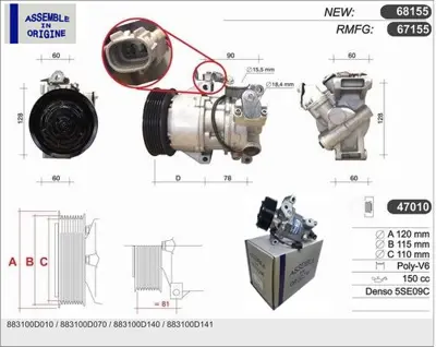 GUA 41279 Klima Kompresörü Sifir Ürün Toyota Yaris Verso 883100D140 4472208992 4472209467 92030180 32103 TSP0155343 8FK351125741 4472208465 4472209463 700510165