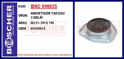 İthal 006635 Amortisör Takozu 3 Delik M131- Dkş Ym. 85006635 8309719 21596227 BS6559 21207112230 240610 85013080 9254810507 9254813600 9254810500