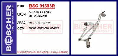 İthal 01683R Silecek Mekanizmasi Ön Cam Motorsuz Renault Mega 288001683R 460145 V46070014 1257542 10800200 90113 10800033 DRECS05H 10800146 461880359