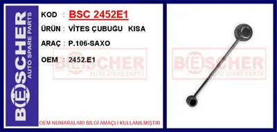 İthal 2452E1 Vites Çubuğu  Kisa P.106-Saxo 2452E1 1603 631030 30281 15081 95631090 96015360 9635446080 30375 T402376